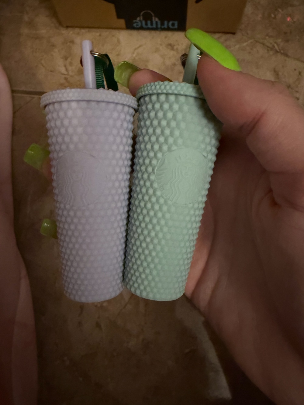 Starbucks studded tumbler keychains/ornaments